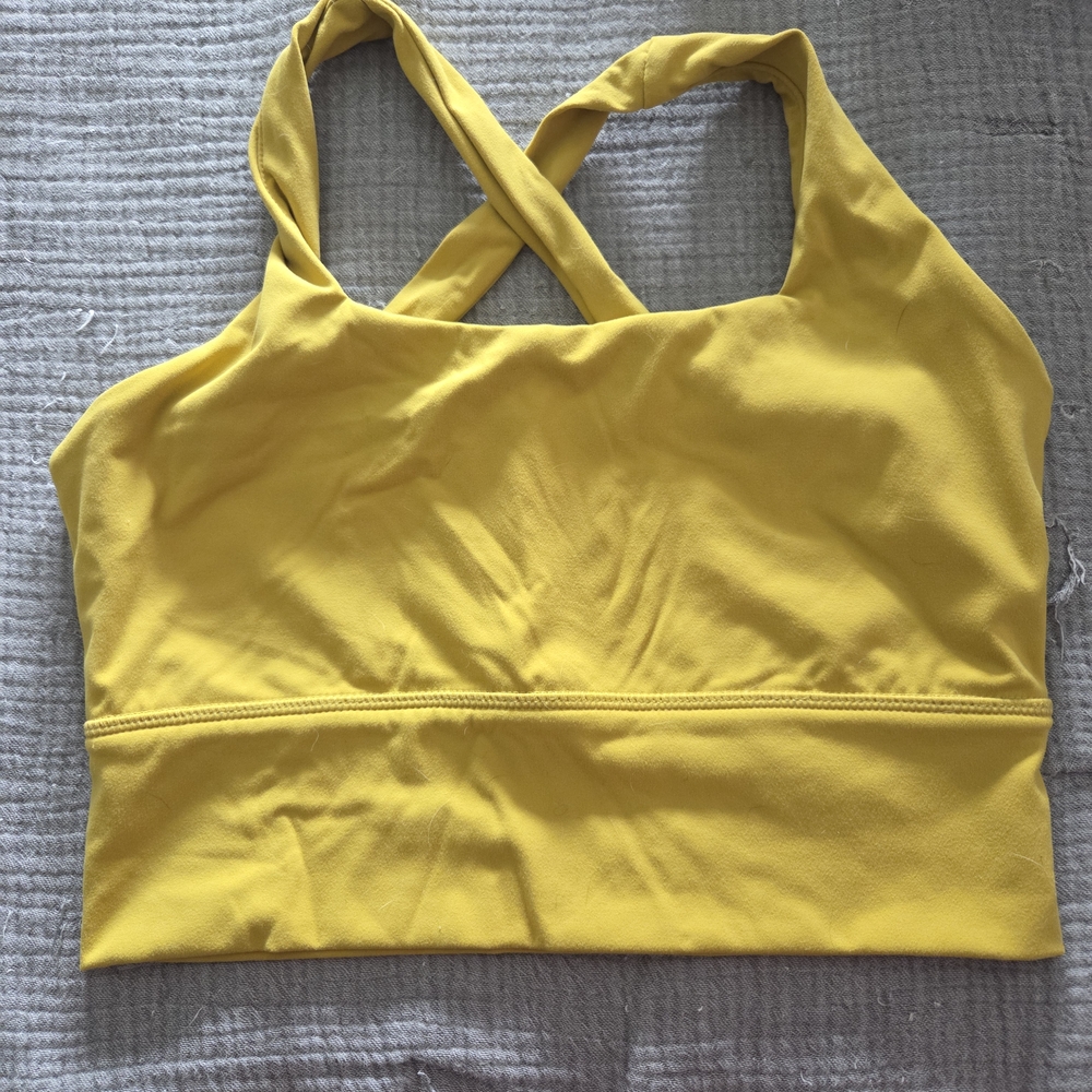 Cross-Back Yellow Longline Sports Bra